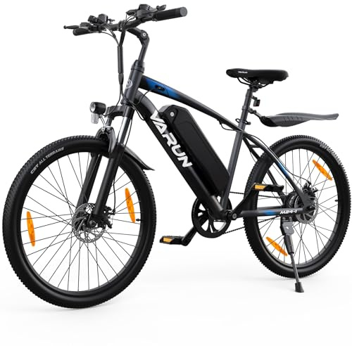 VARUN Bicicleta Electrica, 24'' Bici Electrica de Montaña, Batería Extraíble de 36V 7.8Ah, Autonomía 50km, Motor 250W, 5 Modos, Suspensión Delantera, Ebike para Adolescentes/Adultos