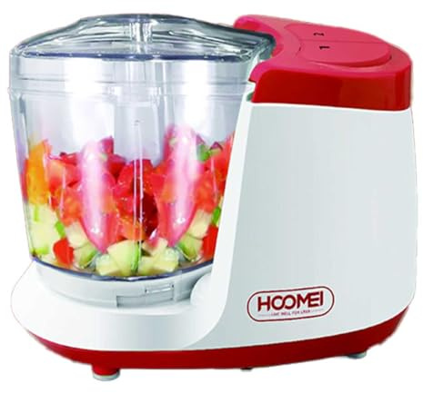 Tritatutto da Cucina Elettrico 250W, Tritacarne Elettrico a Doppia Lama con 2 Velocità, Frullatore Elettrico per Verdure in Vetro Temperato, Capacità 400ml (Rosso)