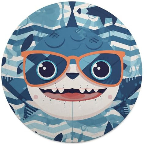 Rundes Strandtuch, Hai mit Brille, bedruckte Reisedecke, personalisierte Decke, Yoga-Decke, Mikrofaser, Strandtuch, dicke Tischdecke, Unisex