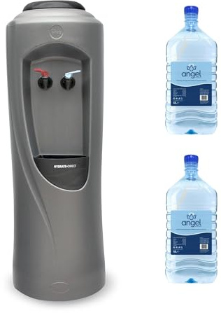 Hydrate Direct Core Water Cooler Package 4 | Water Dispenser Plus 2 x 12L Bottles of Natural Water, Hot & Chilled Temperature, Grey/Silver