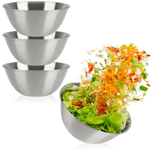 com-four® 3-teiliges Schüssel-Set aus Edelstahl - stapelbare Salatschale 1300 ml - Edelstahlschüssel zum Backen, Servieren und Snacken - Rührschüssel - Wasserschale fürs Haustier (3 Stück - Ø 19cm)