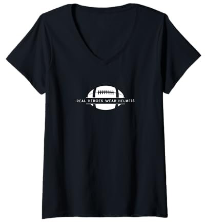 Damen Echte Helden tragen Helme – lustiger American Football T-Shirt mit V-Ausschnitt
