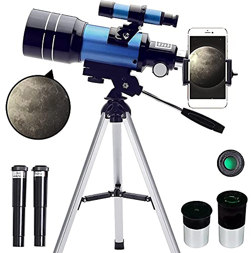 Reinscer-teleskop för vuxna och barn, 70 mm bländare (15 x 150 X) bärbart refraktorteleskop för nybörjare, 300 mm reseteleskop
