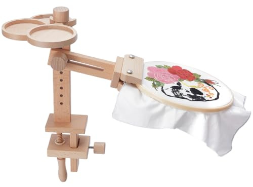 UNICRAFTALE Supporti per cerchi da ricamo in legno di faggio, supporti da cucito regolabili, supporto a punto croce robusto di faggio, per lavori di ago, artigianato, fai da te, 38 x 20 x 18 cm