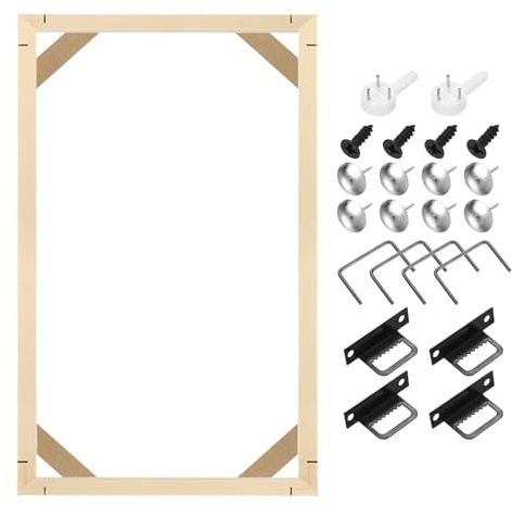 sourcing map 25 x 40cm Canvas Stretcher Bars, Wood Canvas Frame Kit Canvas Stretcher Frames DIY Stretcher Bars for Oil Paintings Prints Posters Home Decor