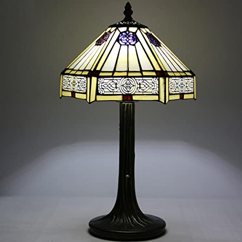 Lampada da Tavolo MissStyle in Vetro colorato Esagonale Giallo, Comodino Alto 16 Pollici, Lettura, Accento, Pianoforte, banchiere, scrivania, Arredamento Leggero, Camera da Letto, Soggiorno, Studio,