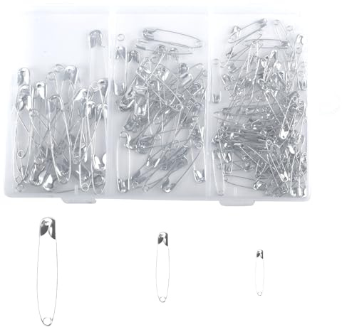 150 Pcs Silver Safety Pins Assorted, 28mm, 38mm, 55mm for Arts, Crafts, Sewing and Clothing