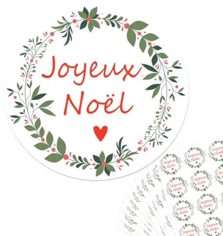 120pcs Autocollant Joyeux Noel, Etiquette Cadeau Noel, Etiquettes Autocollantes Noel, Etiquette Joyeux Noel, Rond Sticker Noel Merry Christmas pour Enveloppe Cadeau Emballage Sac Carte Voeux