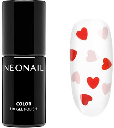 NÉONAIL UV Nagellack 7,2 ml - Klar mit Rosa-Roten Herzen - Never-Ending Love - NÉONAIL Farben - UV Lack - Gel Nägel - Nageldesign