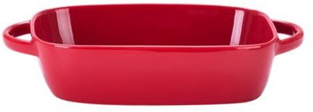 Levemolo Teglia da Forno in Ceramica Rossa con Manico, Pirofila Salutare ed Ecologica per Microonde e Forno, per Verdure e Torte in Casa o Pasticceria