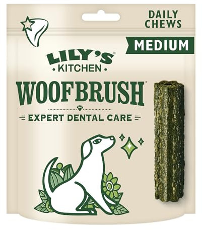 Lily's Kitchen Woofbrush Natürliche Leckerlis für ausgewachsene Hunde Zahnpflege-Kausnack - Mittlerer Hund (1 Packung mit 7 Kausnacks - 28g)