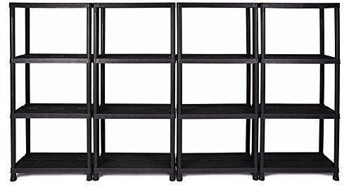 Ondis24 Regal, Lagerregal, 60 x 30 x 138 (H) cm, 12 Zoll Steckregal, Kunststoff, anthrazit, bis maximal 125 kg belastbar (4 Stück)