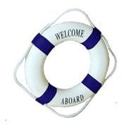 MorroMorn Lifebuoy Wall Hanging Decor - Welcome Aboard Mediterranean Style Home Decoration (Navy, 8)