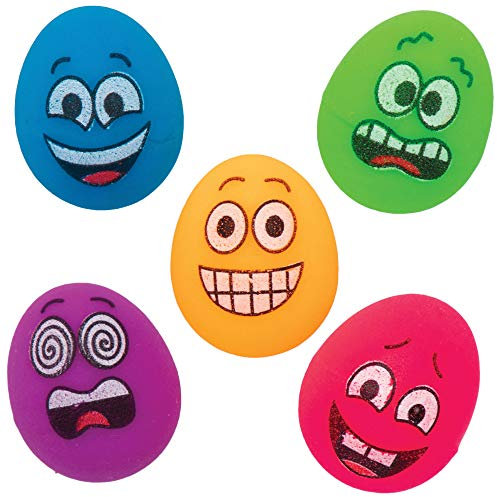Baker Ross AT546 Mini-Ei-Flummis mit schrillen Gesichtern, Spielzeug für Kinder, perfekte Partytüten- oder Preistütenfüller, 10 Stück