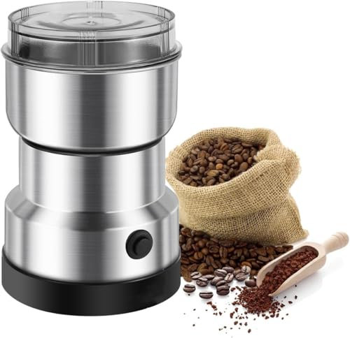 Qcwwy Macinacaffè Elettrico Multifunzionale Macinacaffè con Lame in Acciaio Inossidabile Macinacaffè per Spezie Ad Alta velocità di Grado Commerciale per Fagioli, Spezie e Altro
