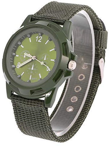 YUYTE Armbanduhr, elektronische Analoguhr mit rundem Nylonarmband, Militärarmbanduhr, für Den Täglichen Gebrauch (Grün)