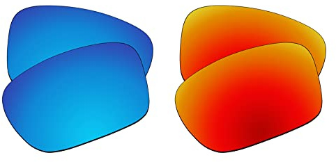 EZReplace Verres de rechange pour lunettes de soleil Oakley Coldfuse OO6042 (verres polarisés) – Compatible avec monture Oakley Coldfuse (bleu glacier + rouge feu), Bleu glacier + rouge feu, Taille