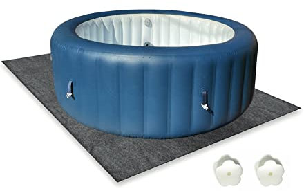 Wobblegus Whirlpool-Matte, 188 x 182,9 cm, Spa-Pool, Innen- und Außenbereich, tragbare und wasserdichte Bodenabdeckung, für aufblasbare Whirlpool-Badewanne mit Schaumstoffschwamm