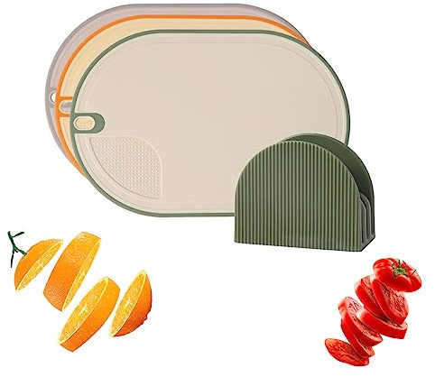 Schneidebrett Set Kunststoff 3 Stück, BPA frei 33 * 22 cm Cutting Board für Obst Gemüse Fleisch Spülmaschinenfest 3 Farben