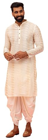 KISAH Kurta Dhoti - Conjunto de ropa tradicional india étnica para hombre, ideal para bodas, festivales y celebraciones, White1, 42