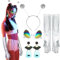 BARVERE Alien Kostüm Damen Zubehör, Weltall Kostüm mit Alien Haarreif, Ohrringe, Silberne Handschuhe und Alien Brille, Space Kostüm Damen für Halloween, Fasching, Karneval