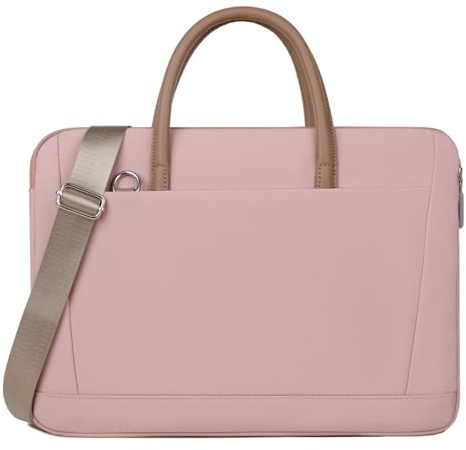 FUNSEED Sacoche pour ordinateur portable pour hommes, 38,1 cm (15 pouces), polyester, léger, solide, travail, ordinateur, sac de messager, porte-documents pour voyage, bureau, Rose, m