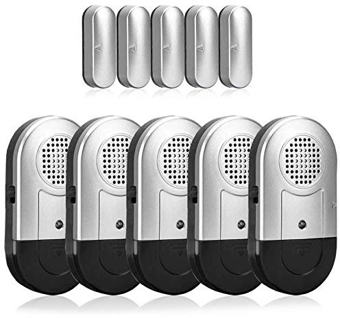 SANJIE Lot de 5 alarmes de porte et de fenêtre pour la sécurité de la maison des enfants | Alarme d'ouverture sans fil puissante de 120 dB avec batterie pour la sécurité des patients atteints de