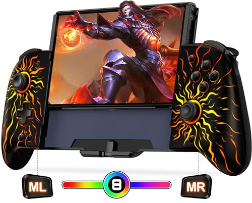 HASACOOL Wireless Pro Controller for Switch/OLED, One Piece Joycon Hall Effect Joystick Ergonomic Handheld Grip Gaming Controller With Adjustable Turbo/Vibration/Programmable/RGB