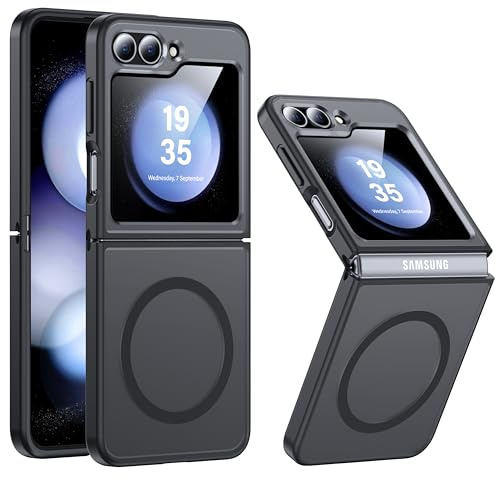 FNDMIL NO.1 Magnetic for Samsung Galaxy Z Flip 6 Case Compatible with MagSafe [Military Grade Drop Tested][Translucent Matte][Anti-Fingerprint] Soft Silicone Bumper for Samsung Flip 6 Case Slim,Black