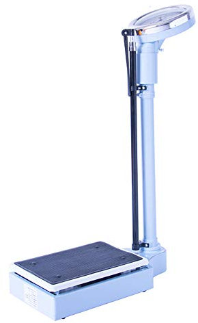 Höhenwaage, mechanische Personenwaage, analoges großes Zifferblatt, Höhenmessstab 70 cm–190 cm