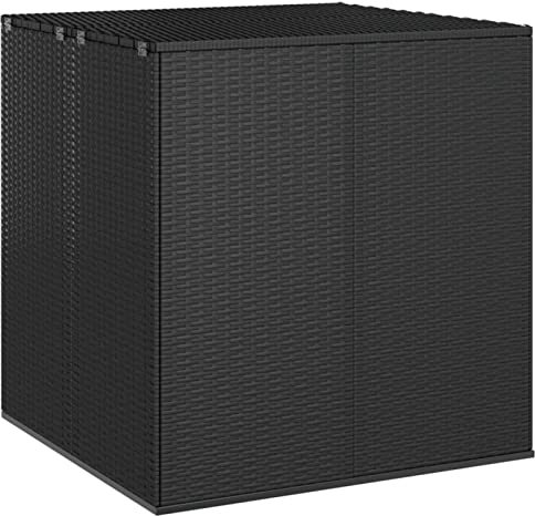 LAPOOH Baúl de Cojines para jardín, Arcon Exterior, Arcones para Patio, Baul Almacenamiento Exterior, Baúl para Terraza, de ratán PE Negro 100x97,5x104 cm