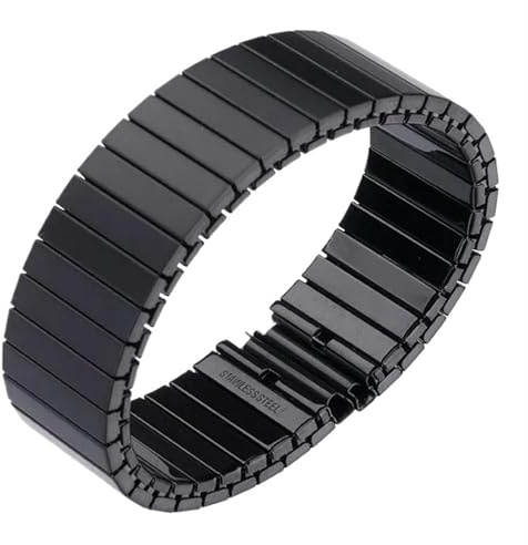 Elastisches Uhrenarmband aus Edelstahl, dehnbares Uhrenarmband, 14 mm, 16 mm, 18 mm, 20 mm, 22 mm, Uhrenarmband for Herren und Damen, einziehbares Uhrenarmband aus Metall, Uhrenzubehör(Black-18mm,S-13