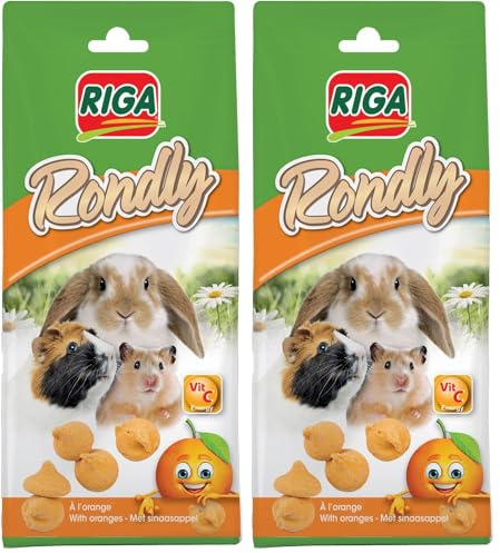Riga - Rondly à l'Orange - Friandise Complémentaire pour Rongeur - A Base De Produits Laitiers - A l'Orange - Récompense Idéale - Friandise Croquante Et Savoureuse - 125 g