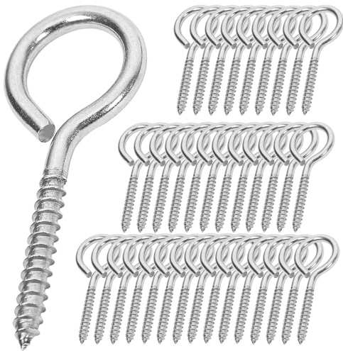 ACCZIO 40PCS 2.75 inches Screw Eyes M4 304 Stainless Steel Eye Screws, Heavy Duty Screw, Eye Hooks Screw Eye Bolts Eye Hooks Screw, Indoor & Outdoor Uses (40, M4-2.75inch)