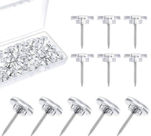 Clear Push Pins Board for Pinboard - 150Pcs Drawing Pins Map Pins with Storage Box, Thumb Tacks for Cork, Notice and Bulletin Boards Perfect for Posters, Wall Hangings, Cork Board, School & Office Use
