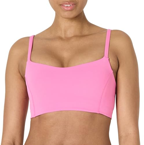 Amazon Essentials Reggiseno Sportivo Yoga Tecnico in FormFlex Morbidissimo, Sostegno Leggero, Scollo a Cuore Donna, Rosa Fenicottero, XL