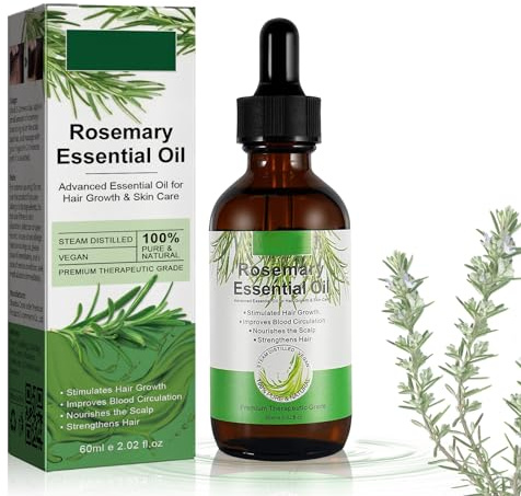 Aceite de Romero Para el Cabello, Natural Rosemary Oil Hair Growth, Rosemary Oil Para Mujeres y Hombres, Nutre el Cuero Cabelludo (60ML)