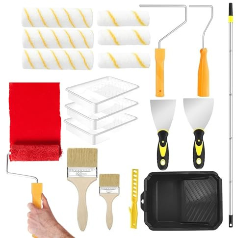 Pennello Rullo Verniciatura - Set Rullo Verniciatura Regolabile con Asta Telescopica | Accessorio Per Progetti Casa Ristrutturazioni Decorazioni Armadi Porte Ritocchi Soffitti Pareti