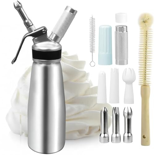 Siphon à Chantilly 500 ml en Aluminium, Distributeur de Crème Fouettée