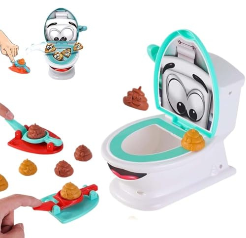 Set di giochi interattivi di tiro alla cacca per divertimento in famiglia, gioco di bersaglio per la famiglia, set di giocattoli in gomma con lanciatori e ciotola per WC, gioco per feste per