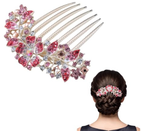 Broche Cheveux Mariage Peigne à Cheveux en Alliage 10x10cm pour Femme | Alliage anti-rouille strass colorés fixation stable cérémonie soirée banquet mariée demoiselle d'honneur
