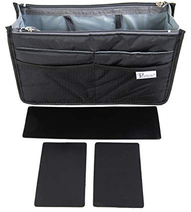 Periea 'Chelsy' Premium Handbag Organiser Insert: Structured Travel Pouch for Tote Bag, Purse Insert for Efficient Bag Organisation - Large, Black
