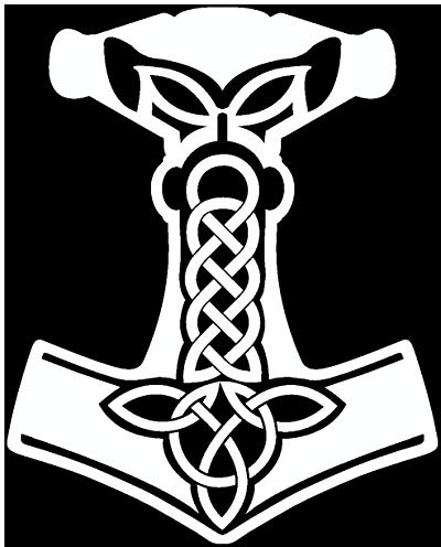 Samunshi® Aufkleber Mjölnir Vikings Wikinger für Auto Motorrad in 15 Größen und 25 Farben (8x10cm weiß)