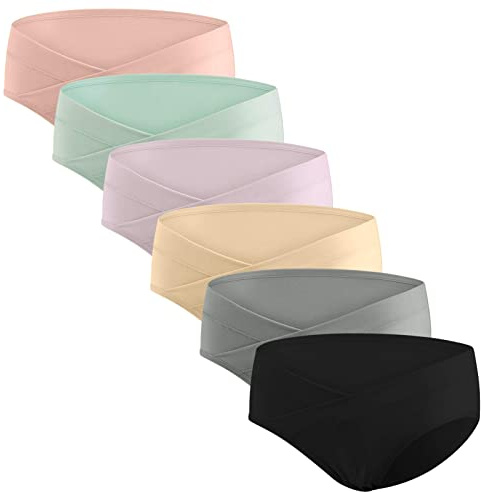 HBselect 6 Bragas Embarazadas Algodon U Forma Braguitas para Premamá Cintura Bajo Bragas Maternidad