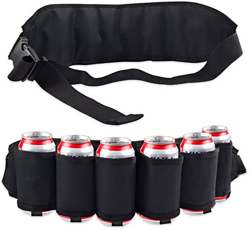 Gokelomg 6 Portatile Bottiglia di Vita Della Birra Cintura Sacchetto di Vino Bottiglie Bevande Titolare, Nero