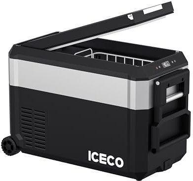ICECO JP40 Pro Réfrigérateur de voiture portable 12 V pour camping, réfrigérateur de voiture alimenté par SECOP, réfrigérateur 12 V pour voiture et maison, DC 12/24 V, AC 110/240 V, couvercle