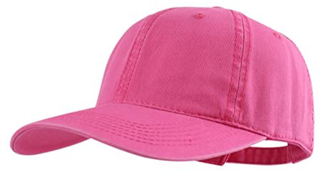 LANGZHEN Unisex Baseball Cap 100% Baumwolle Passt Männer Frauen Washed Denim Verstellbarer Dad Hut, Rosa, Large