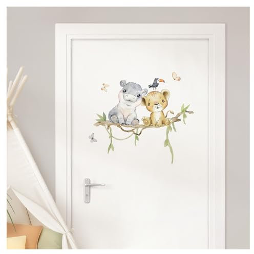 Little Deco Türaufkleber Safari Tiere personalisiert Wandtattoo mit Name Wandsticker Kinderzimmer Dschungel Babyzimmer Wandaufkleber selbstklebend Deko DL996-01