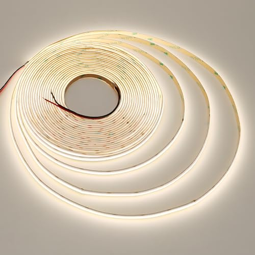 JOYLIT 10M COB LED Ljuslistor 24V 120° 4000K Naturligt Vit Inomhus 384LEDs/M Hög Densitet 7650LM Superljus CRI 90+ Punktfri Adhesiv LED Belysning för Sovrum, Kök, Kommersiellt Bruk