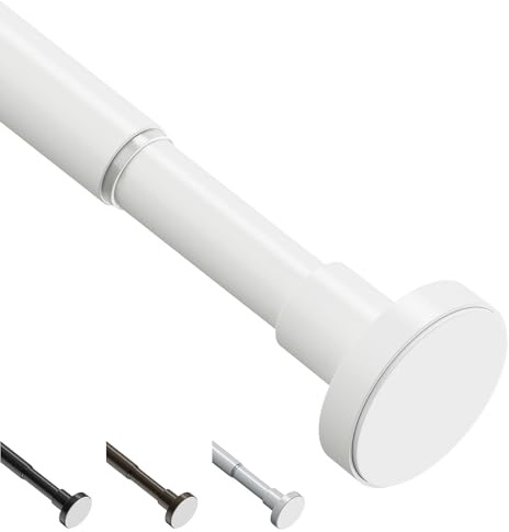WELDUN Barra extensible para cortina de ducha, barra de tensión de cortina de 48 a 154 cm, barra telescópica sin taladro, barra de ducha fuerte ajustable para baño, dormitorio, ventana, armario, color